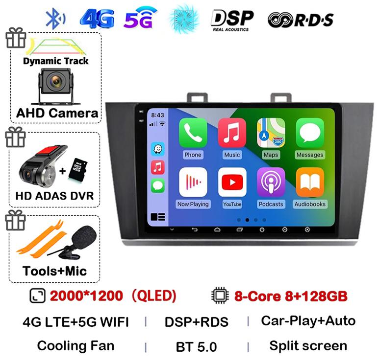 Android 14 Carplay Auto Car Radio For Subaru Outback Legacy 2014 2015 2016 2017 2018 Multimedia Player GPS 4G WIFI Stereo BT DSP