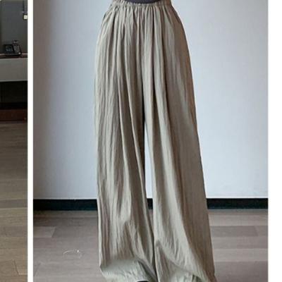 New Summer Ice Silk Straight Wide-leg Pants for Women's Draping Loose Casual Mosquito-proof Trousers Thin High-waisted Yamamoto Pants