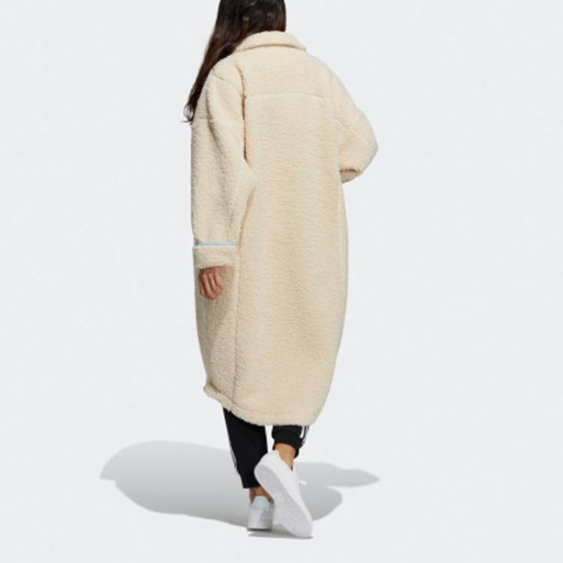 adidas Originals Lamb Fleece Warm Coat Women Coats Cream HC0308