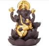 Obayashi Tamondo Ganesha Gold Ceramic Backflow Incense Burner Aromatherapy Set with 50 Sticks 12 X 9 8 Cm