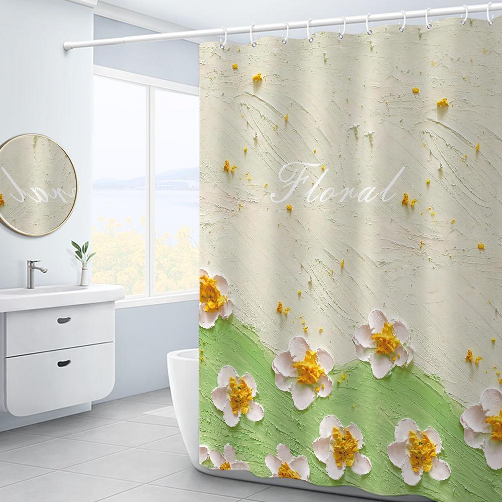 Van Gogh Starry Night Shower Curtain Oil Painting Abstract Art Blue Sky White Cloud Star Moon Scenery Bathroom Decor With Hooks