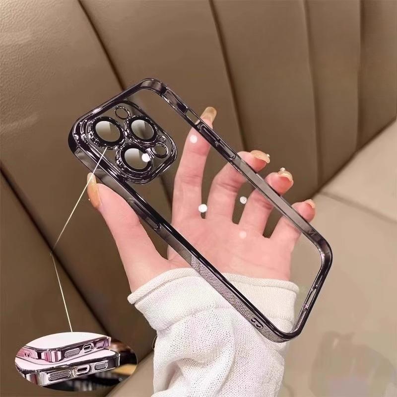 Applicable To Apple 17promax Mobile Phone Case New Electroplated IPhone 16 High End Sense with Lens Film Full Cover Soft Case