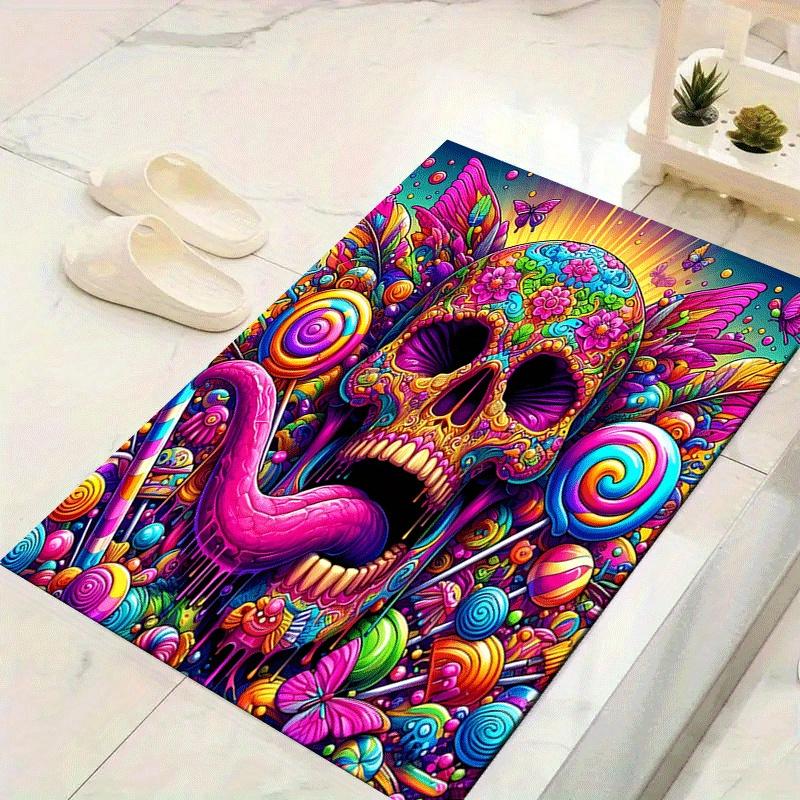 

1pc Scary Skeleton Design Indoor Area Rug - Soft, Anti-Slip, and Durable Gaming Room Decor for Bedroom 60cm by 90cm