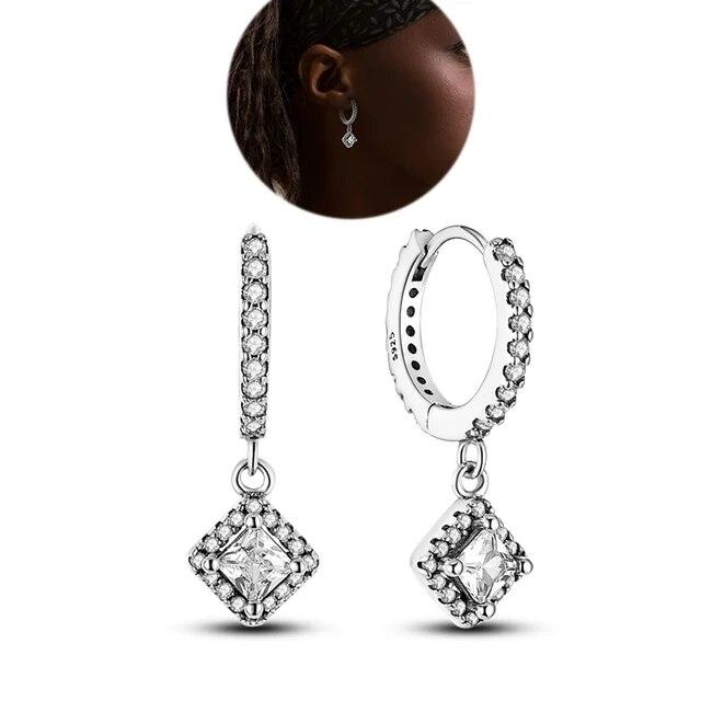 2023 Sparkling Pave Silver 925 Earrings Fit Original Charms Hoop Earrings For Women Earrings Fine Jewelry Gifts