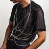 Trendige, mehrlagige Neckholder-Brustkette, modernes Herren-Körpergeschirr mit mehrlagiger Kreiskette für Party-Looks