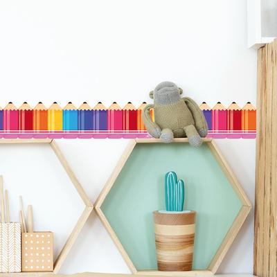 Personalized Colored Pencil Waistline Stickers for Bedroom Living Room Entrance Hall Home Wall Decoration