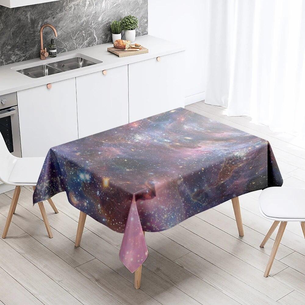 Starry Universe Tablecloth Planet Track  Anti-fouling Waterproof Rectangular Kitchen Table Home Decoration