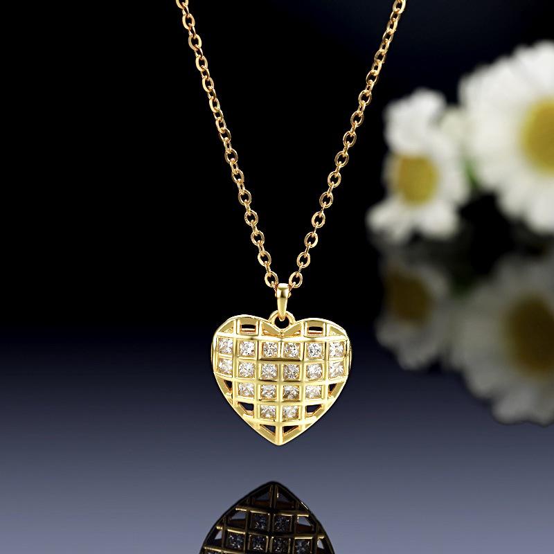 Geometric Heart Pendant Necklace: Sweet Korean Style with Zircon Diamonds 925 Silver