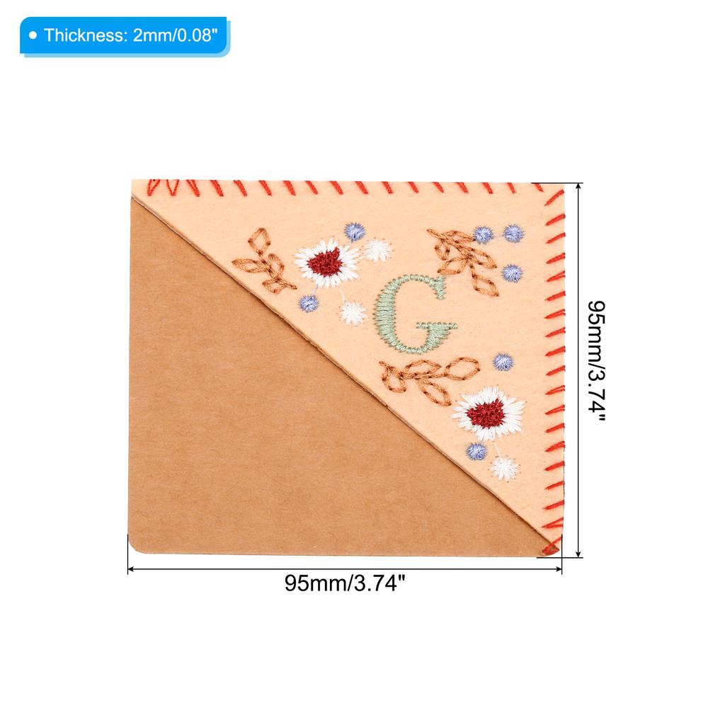 Personalized Hand Embroidered Corner Bookmark Cute Flower Felt Stitched Triangle Book Mark Page Marker for Women Men Book Lovers