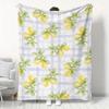 1pc Fresh Light Purple Plaid Lemon Print Flannel Blanket, Home Sofa Throw Blanket, Office Nap Small Blanket, Bedroom Warm Air-Conditioned Blanket, Por
