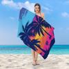 Tropical Sunset Palm Tree Polyester Beach Towel Quick Dry Sand Free Bath Towel For Summer Vacation Swim Pool Seaside Surf
