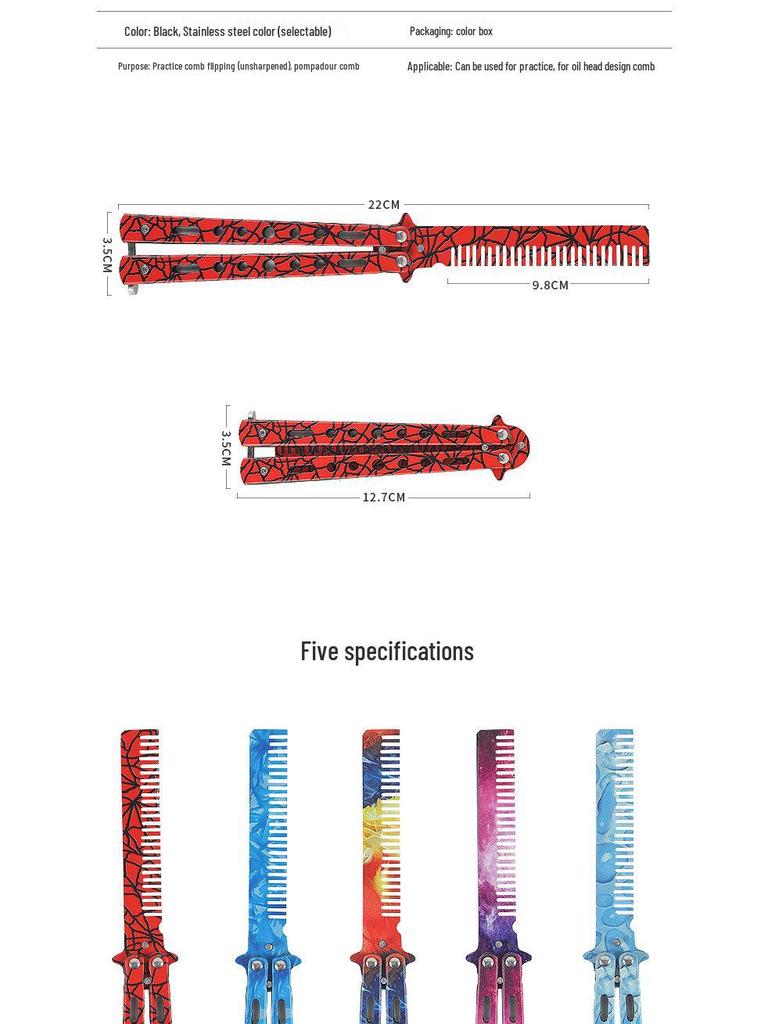 3D Folding Unsharpened Butterfly Practice Comb for Outdoor Training
