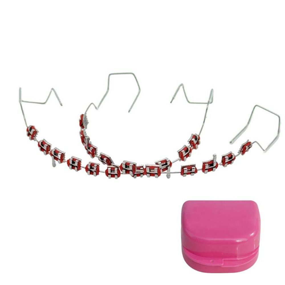 

with Box Orthodontic Ligature Ties with Metal Wires Metal Bracket Temporary Tooth Decoration Teeth красный