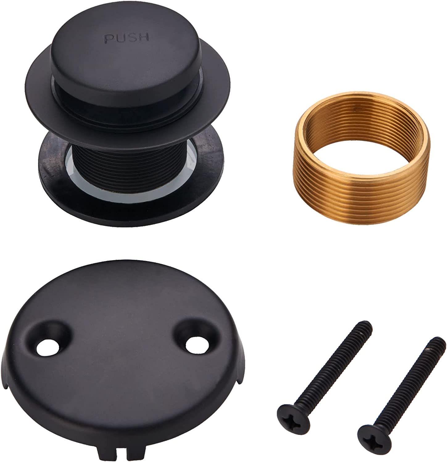 Tip Toe Bathtub Tub Drain Conversion Kit Assembly Tub Drain Trim Set (Black,Brass)