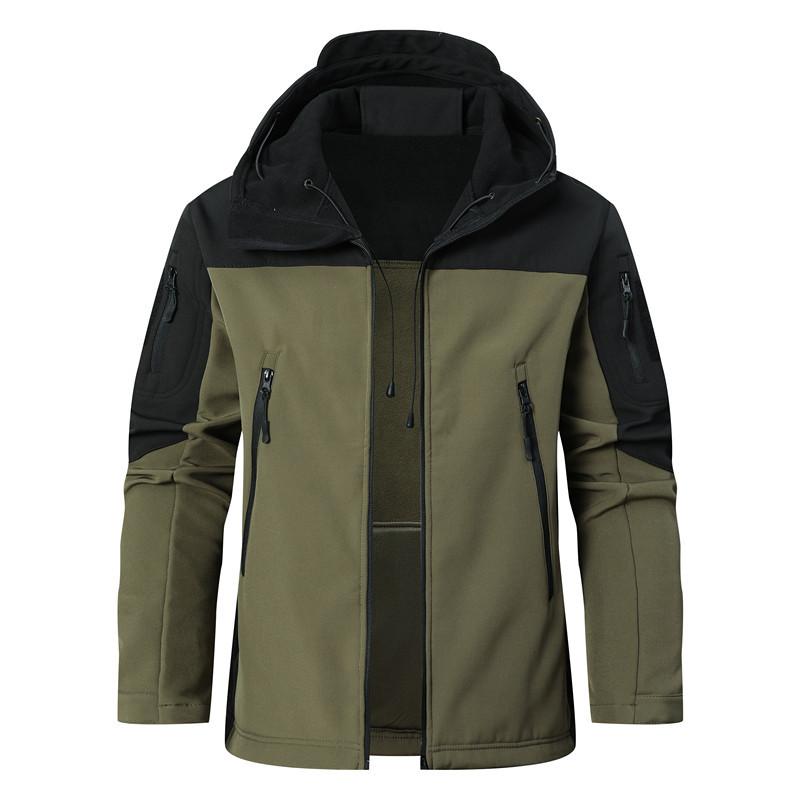Splicing Shark Skin Ladejacke Winddicht Taktisch Frühling, Herbst Und Winter Herren Softshell Funktionale Jacke Mit Kapuze