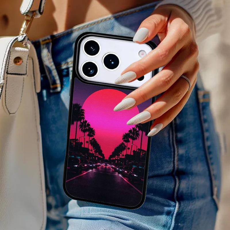 Synthwave Sun Neon 80's Phone Case For iPhone 17 Air 14 15 13 12 Max Cover For Apple 16e 11 Pro Max Plus Coque