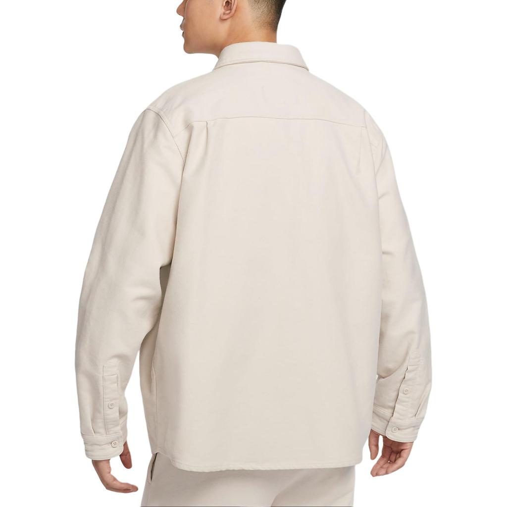 Nike Swoosh Life Loose Solid Color Casual Long Sleeve Shirt Men Shirts Light-All-wood-Brown FB7743-104