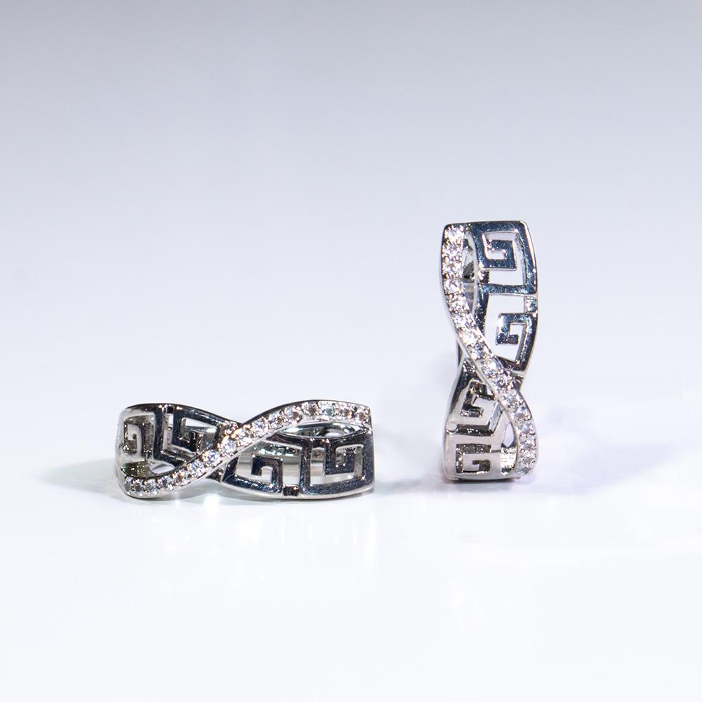 Cercei cu geometrie din platină goală cu zircon alb Cerceu personalizat pentru bijuterii fine placat cu zirconiu