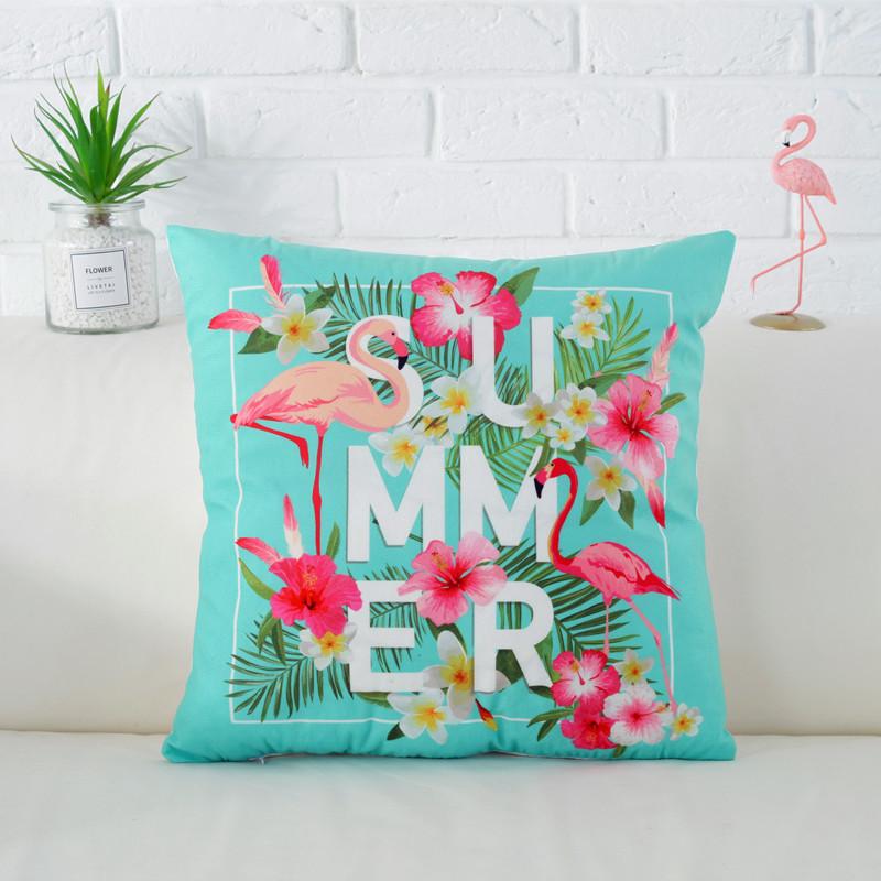 Fresh Flamingo American Nordic Style Velvet Pillowcase Car Sofa Cushion Pillow Windowsill Decorative Pillow