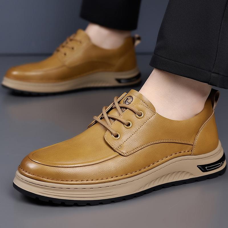 Autumn Winter New Designer Leather Sports Shoes for Men Fashion Business Loafers Male Lace Soft Sole Casual Sneakers Man