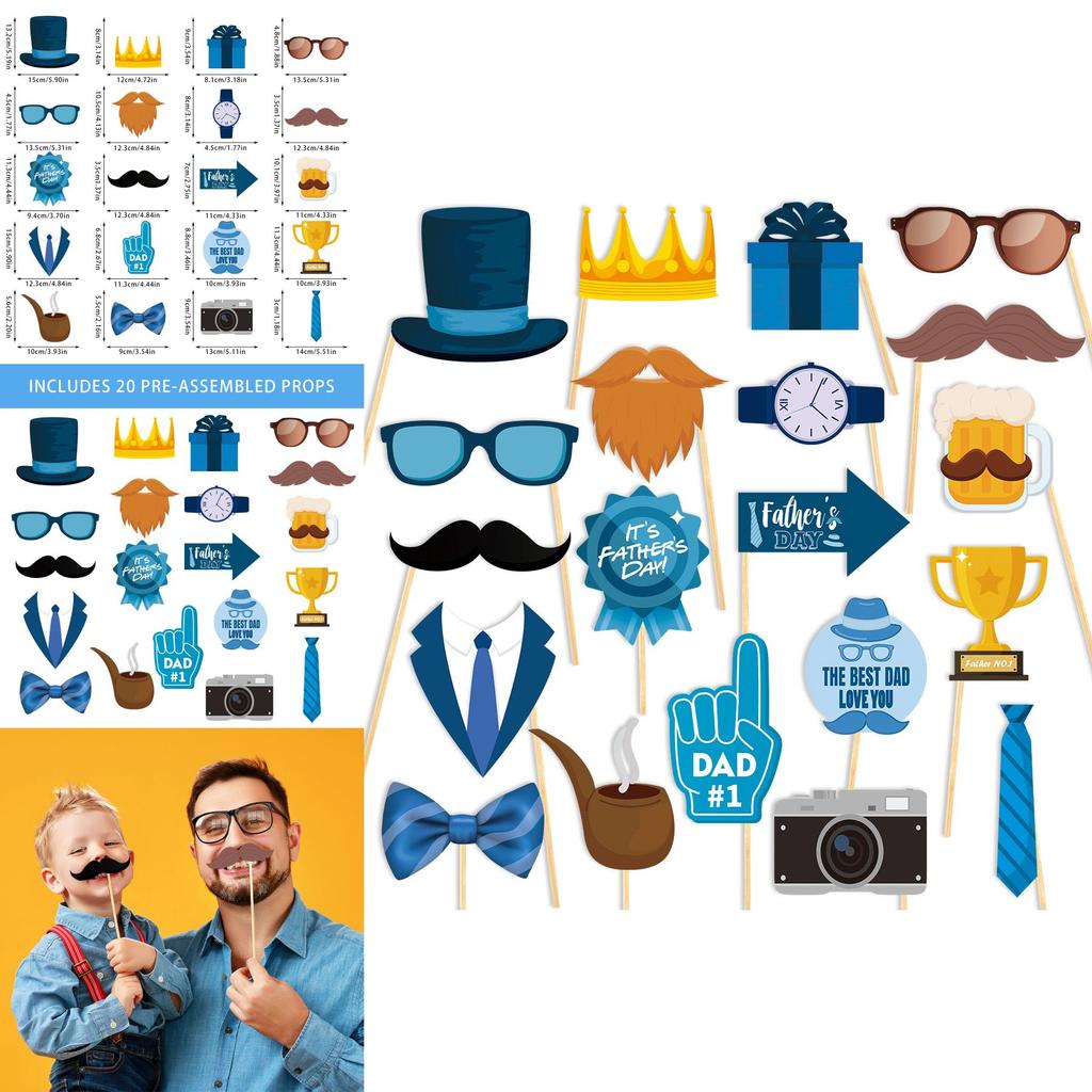 Fathers Day Photo Prop Party Decor With Paper Materials For Themed Celebrations