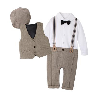 Set di vestiti formali per neonati, da uomo, da ragazzo, con cappello, gilet, manica lunga, tuta per neonati, abito formale
