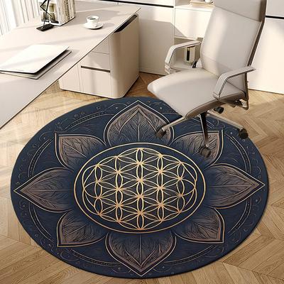 1pc Office Carpet Chair Mats Sacred Geometry Lotus Mandala Perfect for Decorating Office Chairs, Living Rooms, Or Bedrooms
