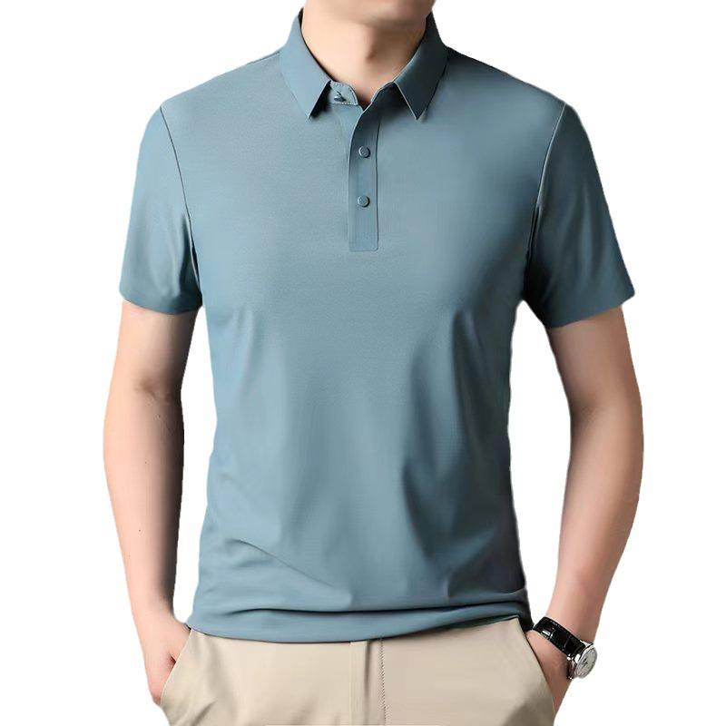 2024 Men's Summer Seamless Short-Sleeve Polo Ice Silk Stretch Shirt