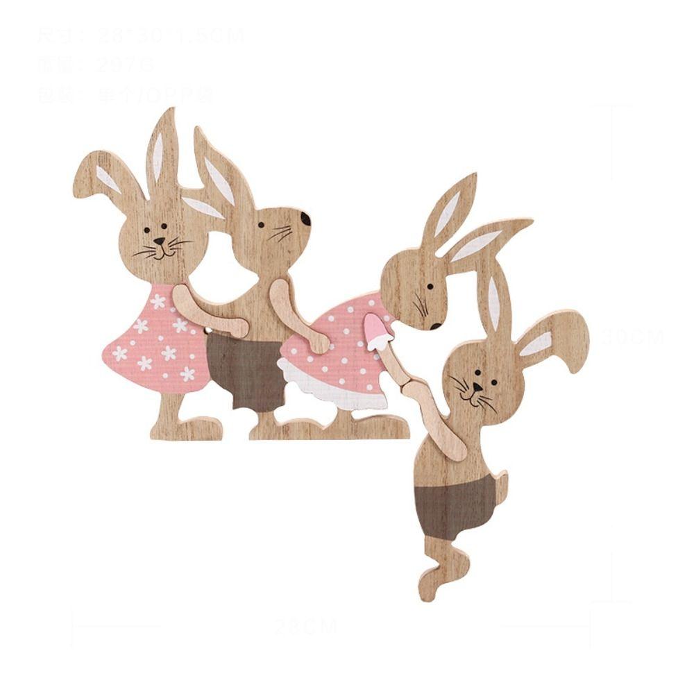 Wooden Seesaw Rabbit Ornament Household Decor Painted Graffiti Handicrafts  Happy Easter Party