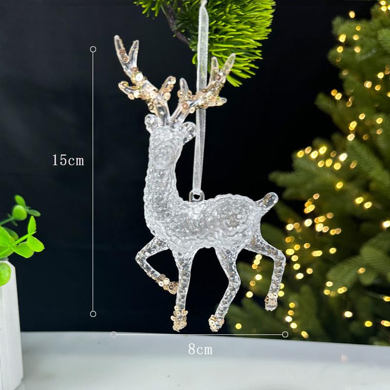 Christmas Decorations Sequined Acrylic Pendants Transparent Snowflake Pendants Christmas Tree Decorations Props