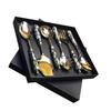 Black Mother of Peal (MOP) Round Handle Serving Spoon Set of Six Pcs