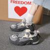 Scarpe da Papà Nuove Primavera con Suola Spessa Scarpe Casual da Donna alla Moda in Stile Coreano con Punta Rotonda Scarpe Sportive in Cotone da Studente