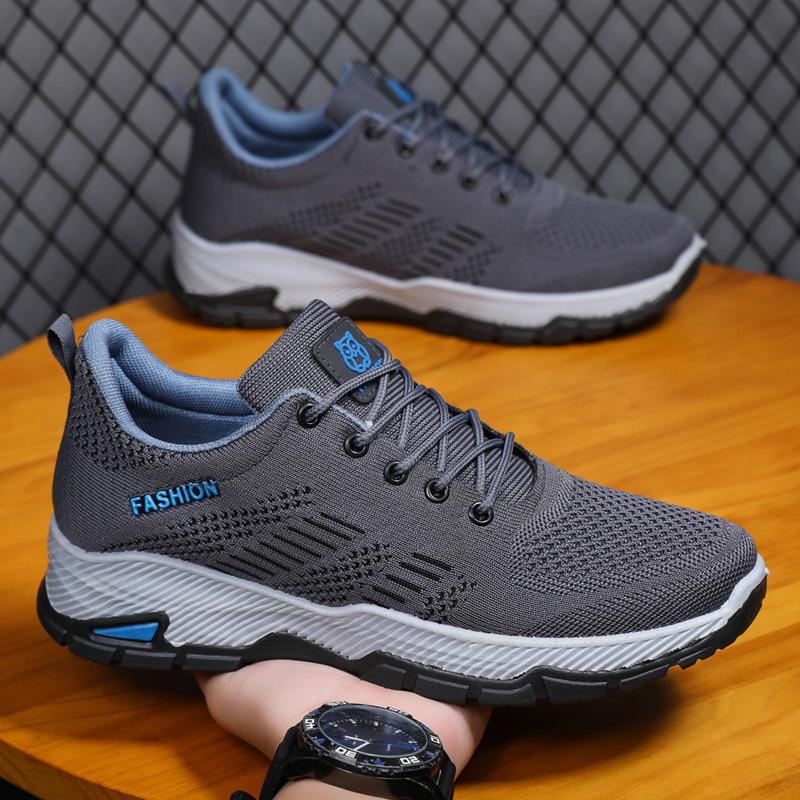 Outdoor hiking shoes, new fly knitted shoes, autumn breathable casual shoes, lace-up sneakers