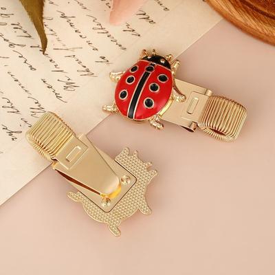 Metal Spring Pen Clips Anti-lost Pencil Holder Cute Ladybug Pen Holder  for Notebook Journal