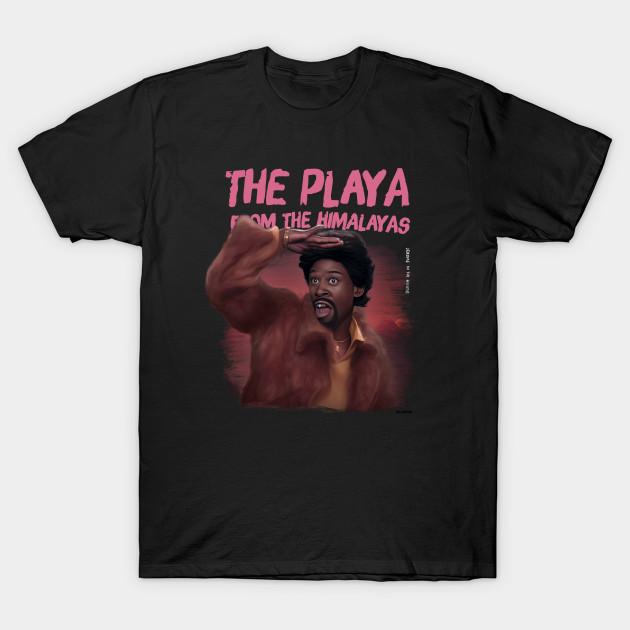 Men Black Print T-shirt The Playa From The Himalayas No-Cut Transfer Paper Print Cotton Tshirt 4XL чёрный