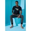 Marineblaues „Hello Summer“-Pyjama-Set mit kurzen Ärmeln und Aufdruck für Herren