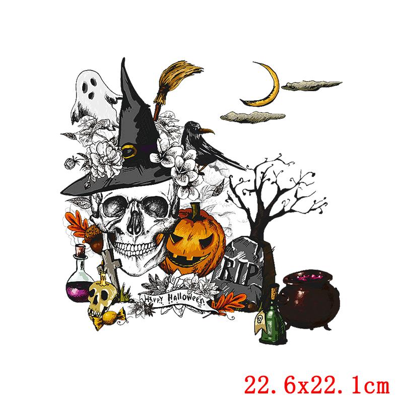 Cartoon Animal Applique Iron On Transfer Funny Pumpkin Heat Transfer Patch For Clothes Hippie Cat Thermal Stickers On Clothes