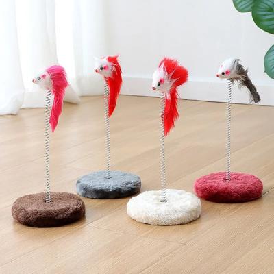 New Round Small Cat Climbing Frame 10cm Spring Mouse Cat Grabbing Board Column Cat Jumping Platform Pet Supplies
