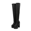 Women's Over The Knee Boots 15CM High Heel Waterproof Stretch Leather Thigh High Boots Black White ZYW-831-11