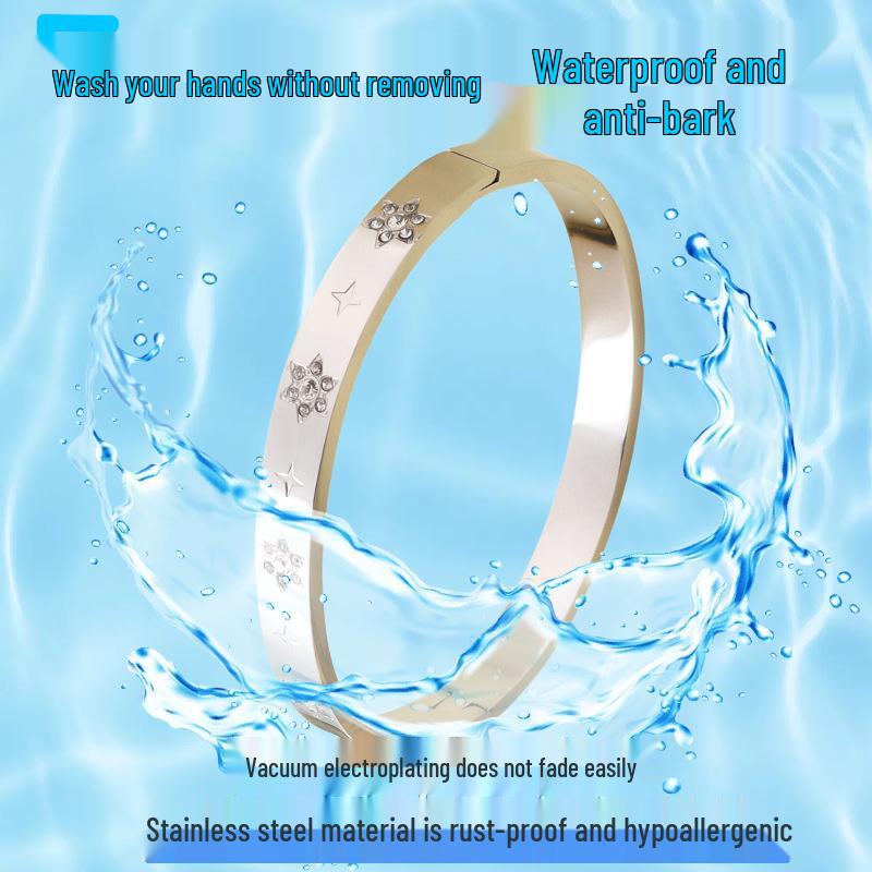 Women's Colorfast Stainless Steel Bracelet with Diamonds - Simple, Fashionable Titanium Steel Jewelry