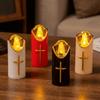 Creative Christian Cross Candles Waterproof Realistic Flame Candles  Cemetery Memorial