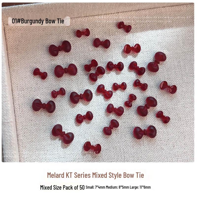 3D Wine Red Resin Bow Kitty Nail Art Charms
