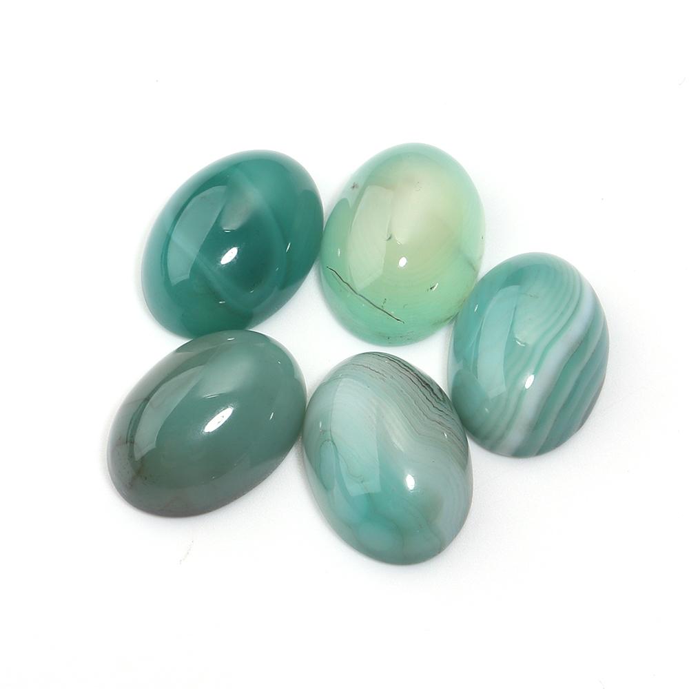 2-10pcs Natural Stone Cabochon Beads Oval Green Stripe Agate Loose Beads Cabochon Cameo For Jewelry Making DIY Necklace Rings