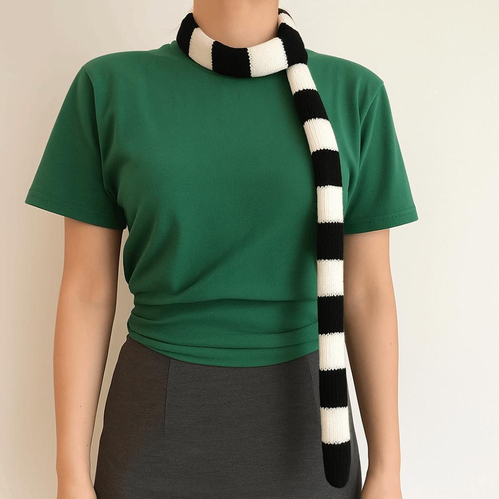 Black Grey Stripe Women Long Scarves Cotton Y2K Girl Scarf Fashion Thin Scarf  Fashion Streetwear