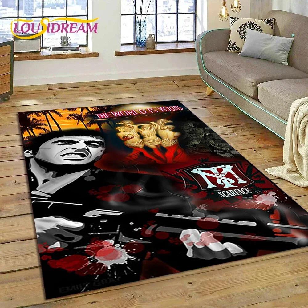 Scarface Tony 3D Printing Movie Carpet Rug for Bedroom Living Room Home Sofa Decoration,Children Game Large Decor Floor Mat Gift