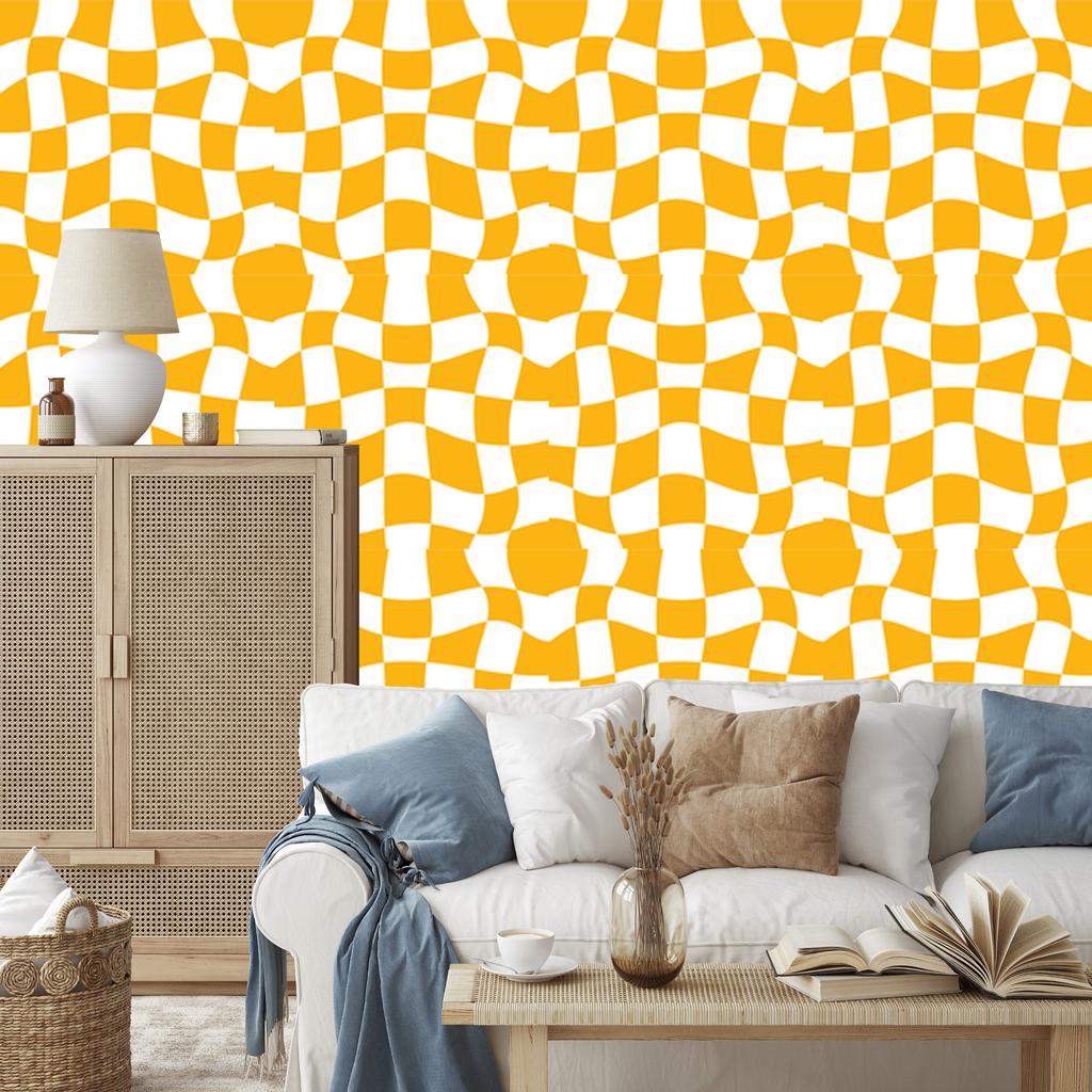 Free checkerboard wallpaper gold for living room and bedroom 50x1000