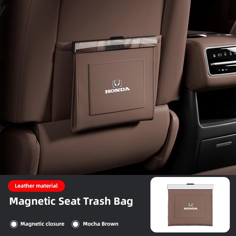 rlbn5 Car Leather Garbage Bag Magnetic Adsorption Seat Back Hanging Storage Bag For Honda Civic FIT CRV Accord Jazz HRV Vezel CRZ CRX