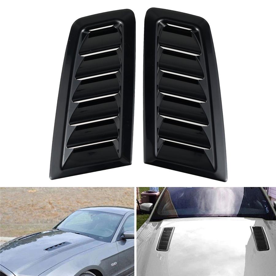 1 Pair Universal ABS Plastic RS Style Glossy Black Bonnet Vents With Free Tape