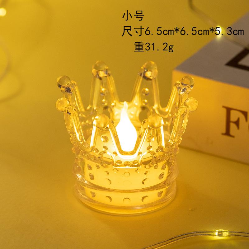 LED Electronic Candle Crown Light Crown Water Drop Wick Transparent Candle Holiday Atmosphere Light Night Light Birthday Gift