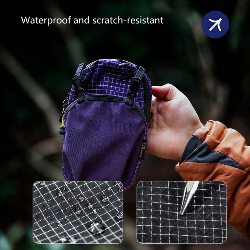 Outdoor Shoulder Strap Mesh Water Bottle Pouches With Double Storage Compartments For Hiking Cycling Small Items Carry